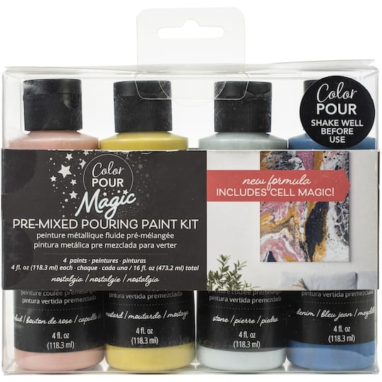 Color Pour Magic Nostalgia Pre-Mixed Paint Kit, 4ct.